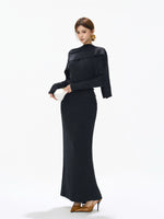 Detachable Shawl Knit Skirt Set