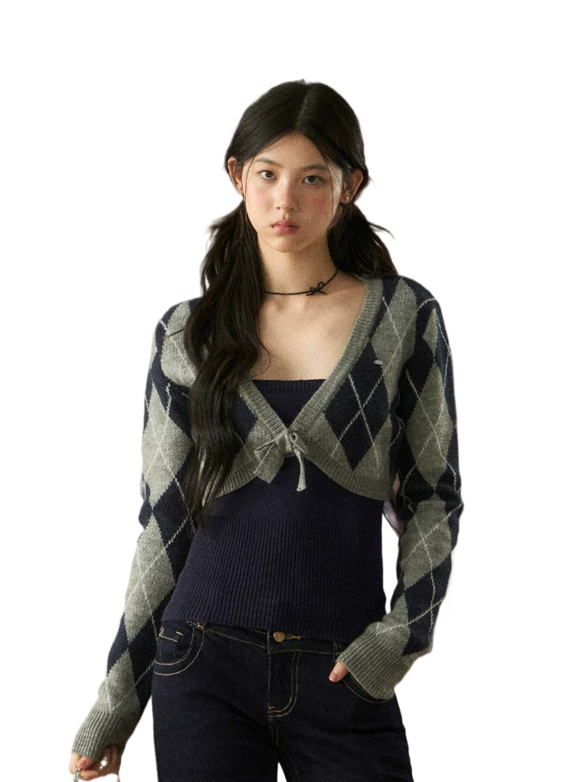 Diamond Knit Cardigan Set