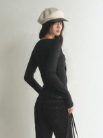 Contrast Bow V-Neck Layered T-Shirt