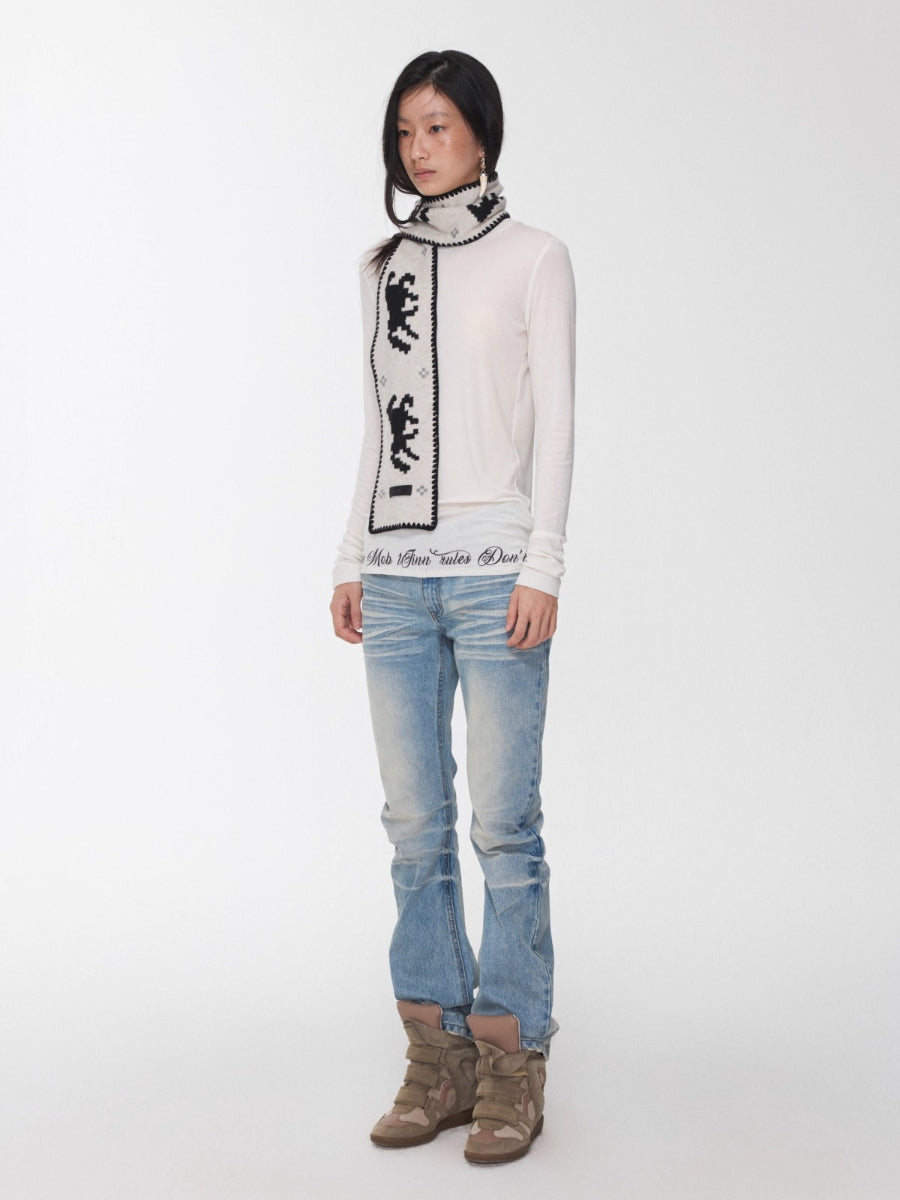 Fair Isle Pony Jacquard Knit Scarf