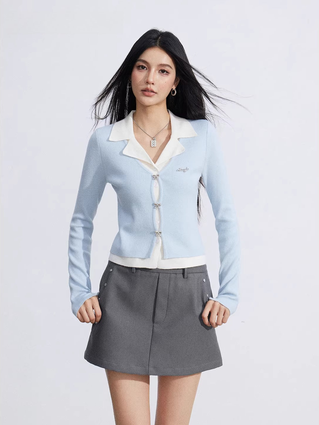 Black &amp; Blue Polo Knit Top