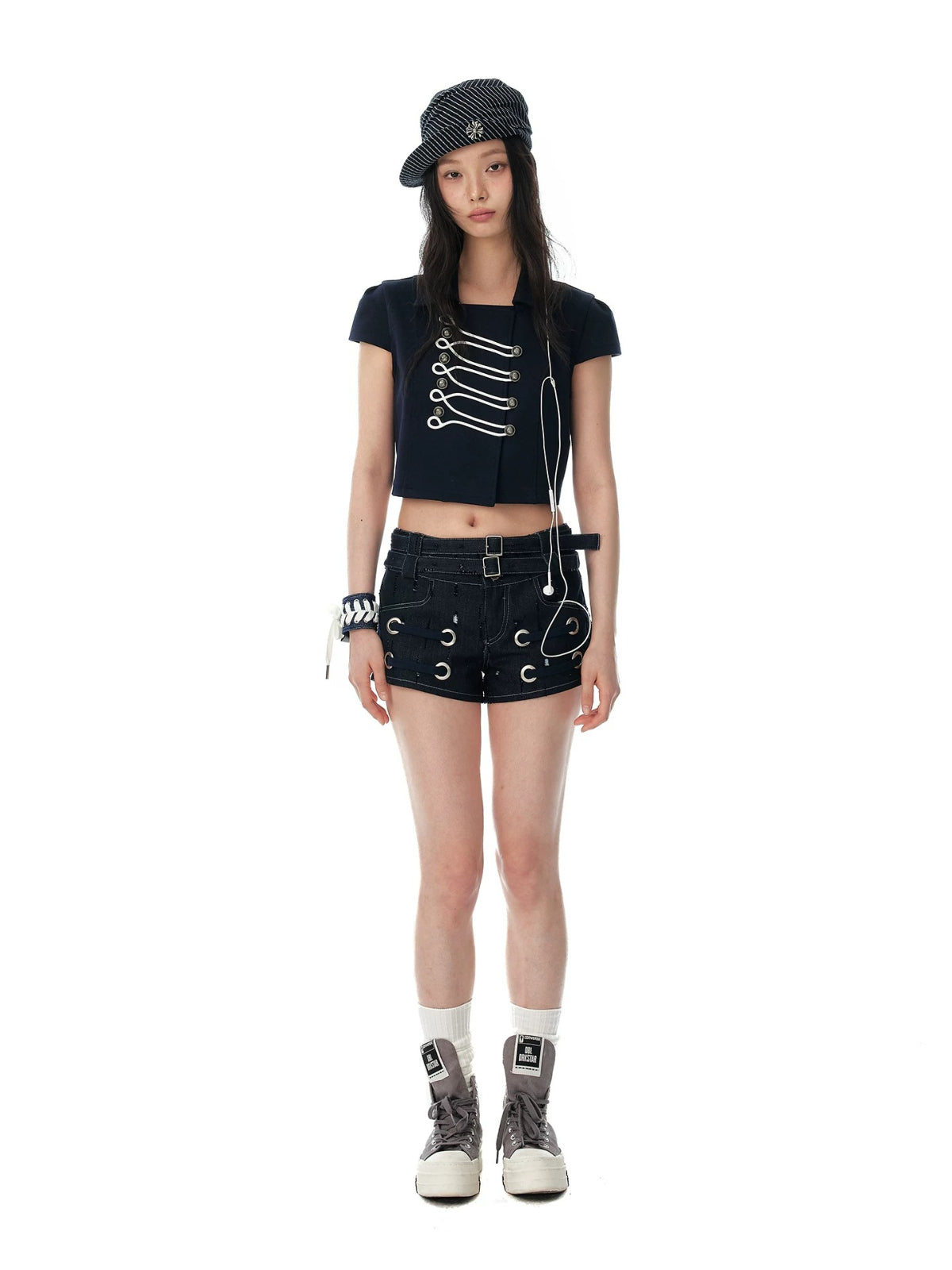 Double Breasted Cropped Polo Shirt