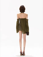 Green Halter Chiffon Dress