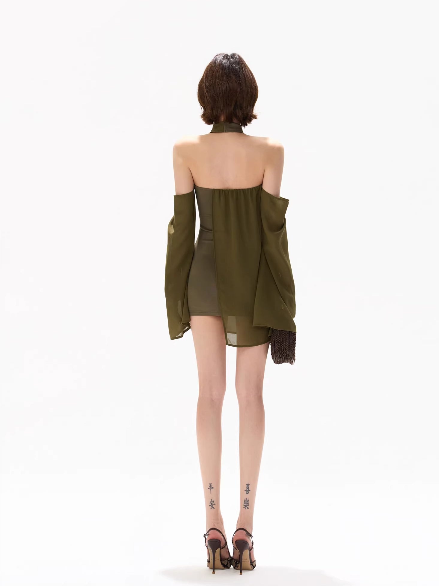 Green Halter Chiffon Dress