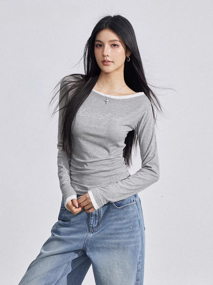 Asymmetric Rhinestone Tee
