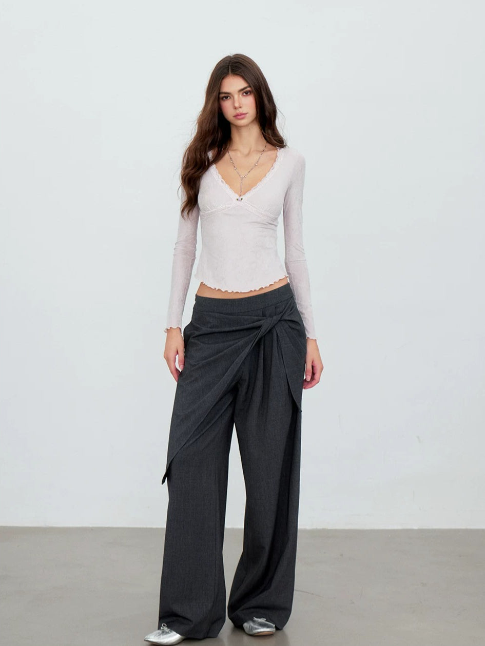 Lace Trim V-Neck Top