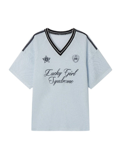 Textured Contrast Trim Sports T-shirt