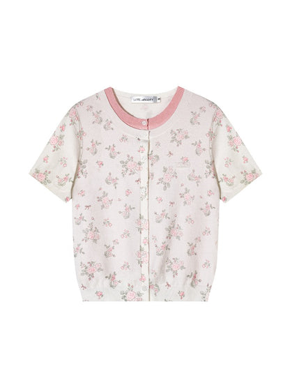 Contrast Floral Knit Top