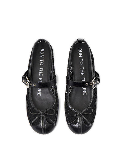 Fishing Net Woven Flat Mary Jane Shoes