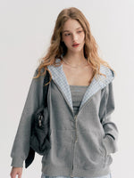 Gray Plaid Hoodie Three-Piece Set