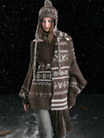 Striped Snowflake Knit Earflap Hat