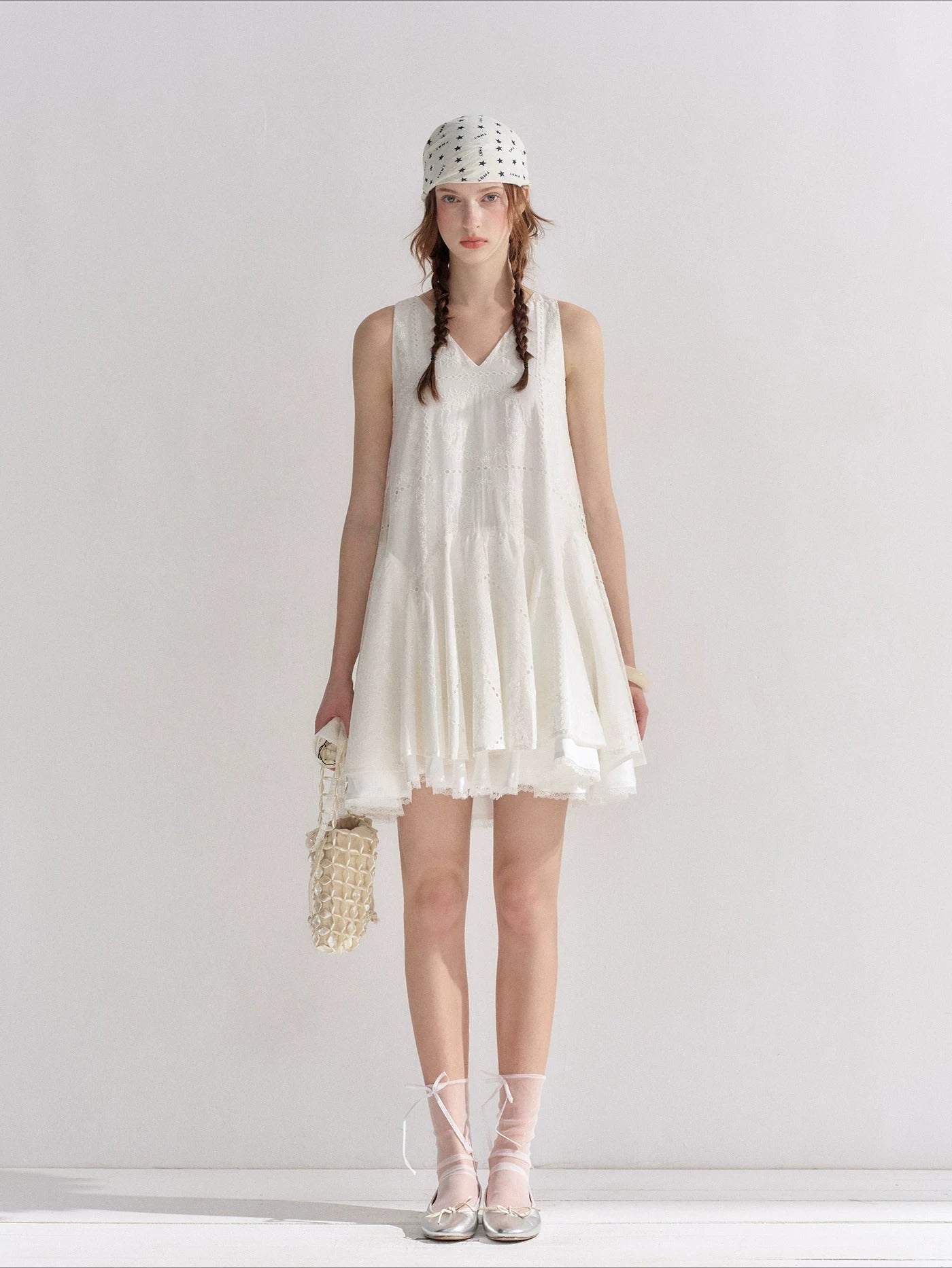 Embroidered Lace Midi Dress