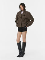 Plush Scarf Double Breasted Wool Coat