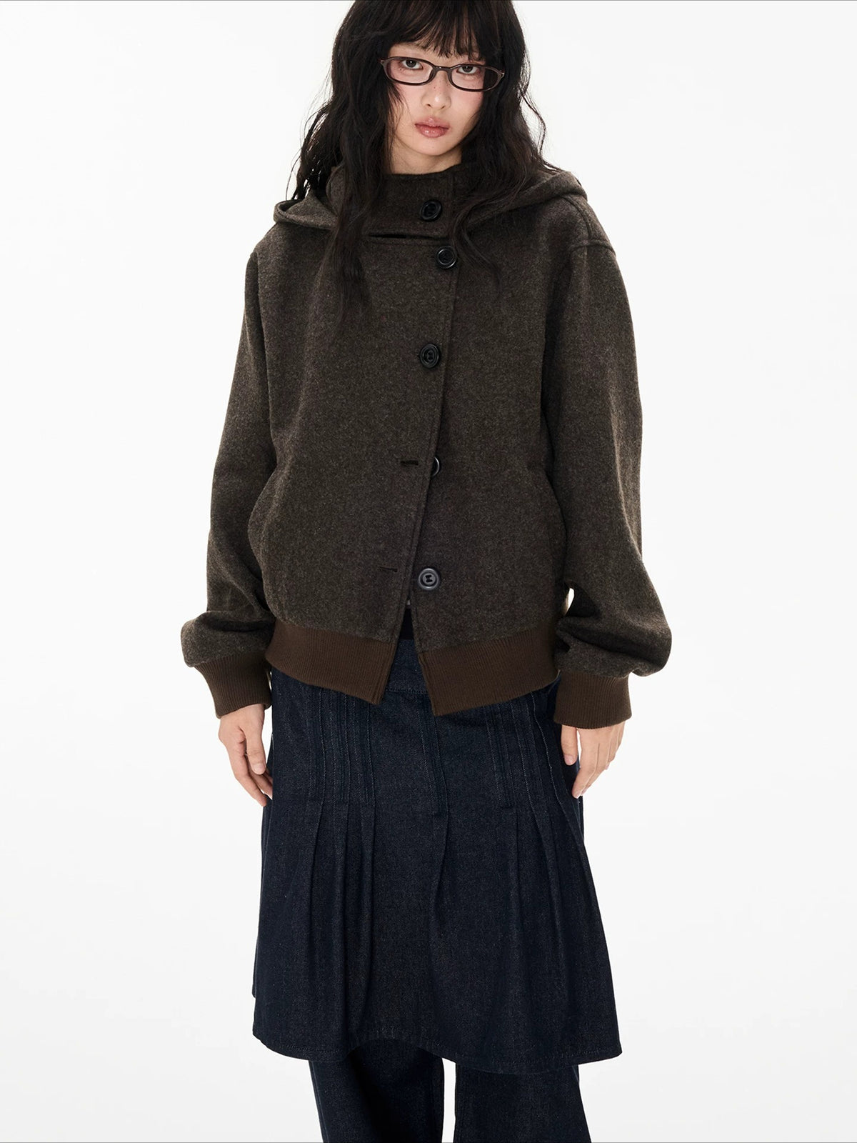 Hooded Wool Blend Jacket