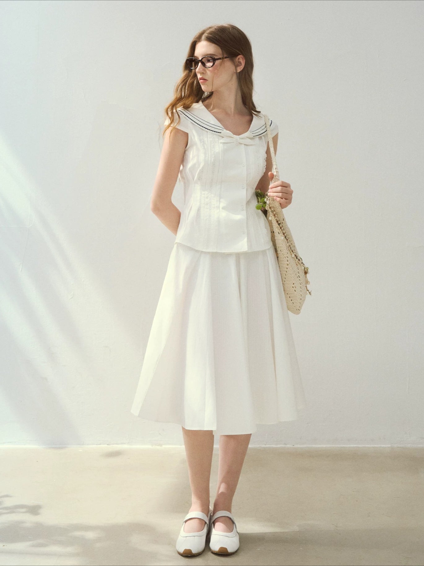 "Island Poetry" Sailor Collar Shirt Set