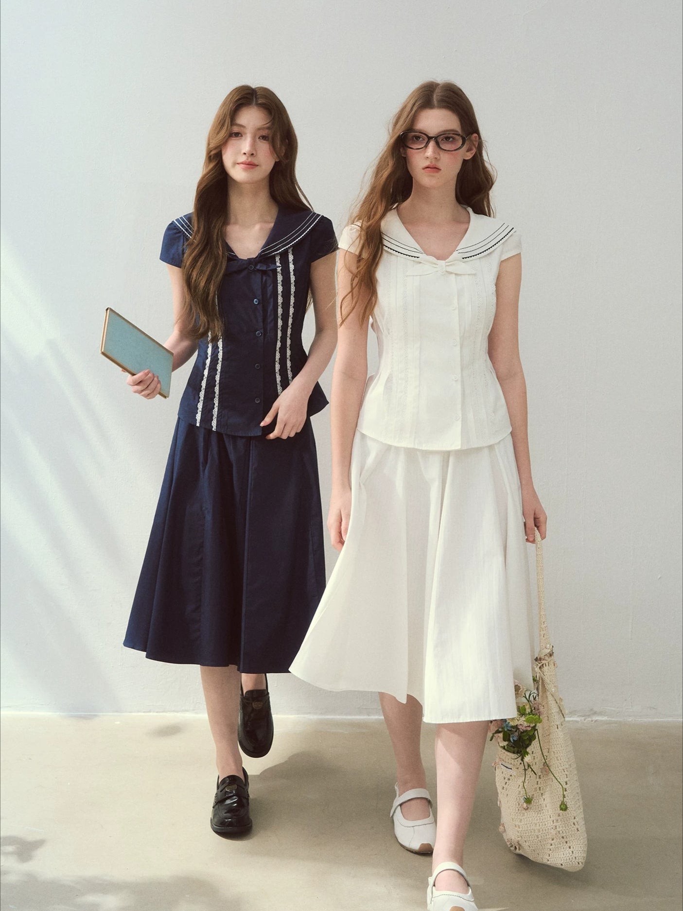 "Island Poetry" Sailor Collar Shirt Set