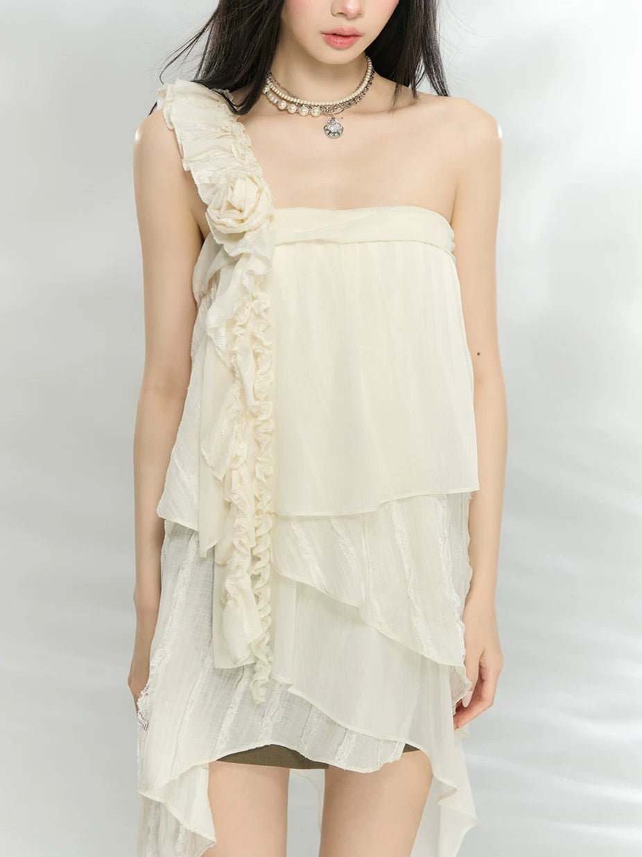 Ruffle Rose Mini Dress