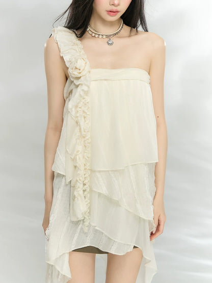 Ruffle Rose Mini Dress