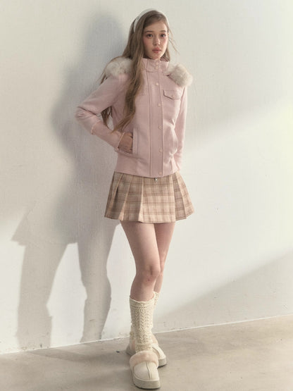 Vintage Wrap Plaid Pleated Skirt