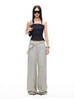 Wheat Washed Wide-Leg Pants