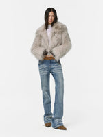 Suede Waistband Washed Bootcut Jeans