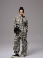 Plaid Hooded Shirt & Skirt & Pants Set