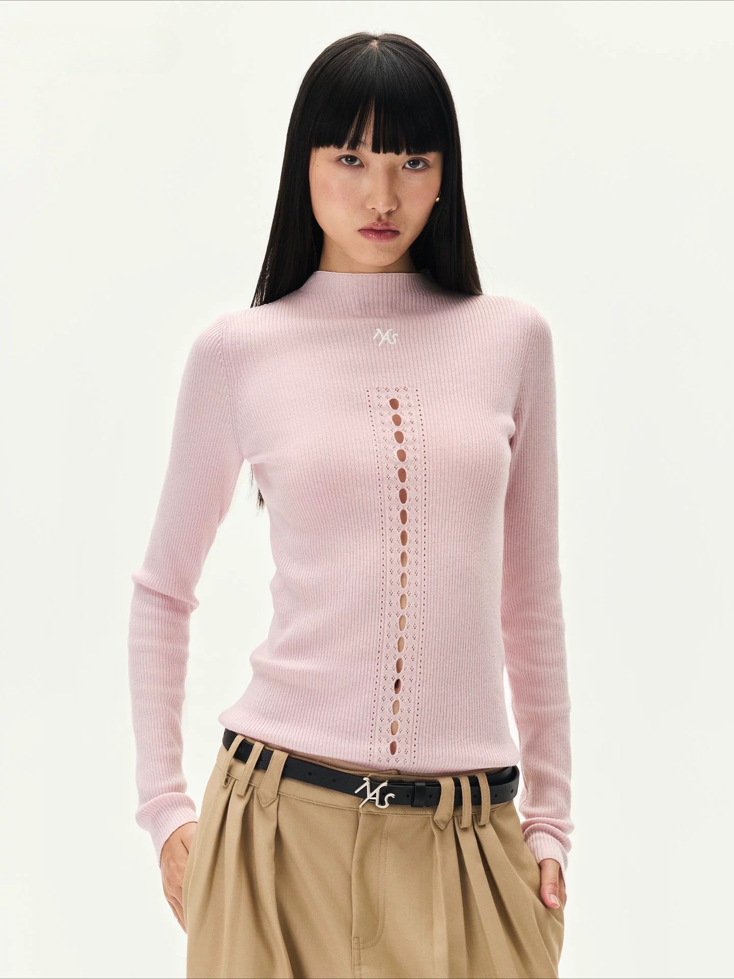 Ballet Cutout Ribbed Knit Top