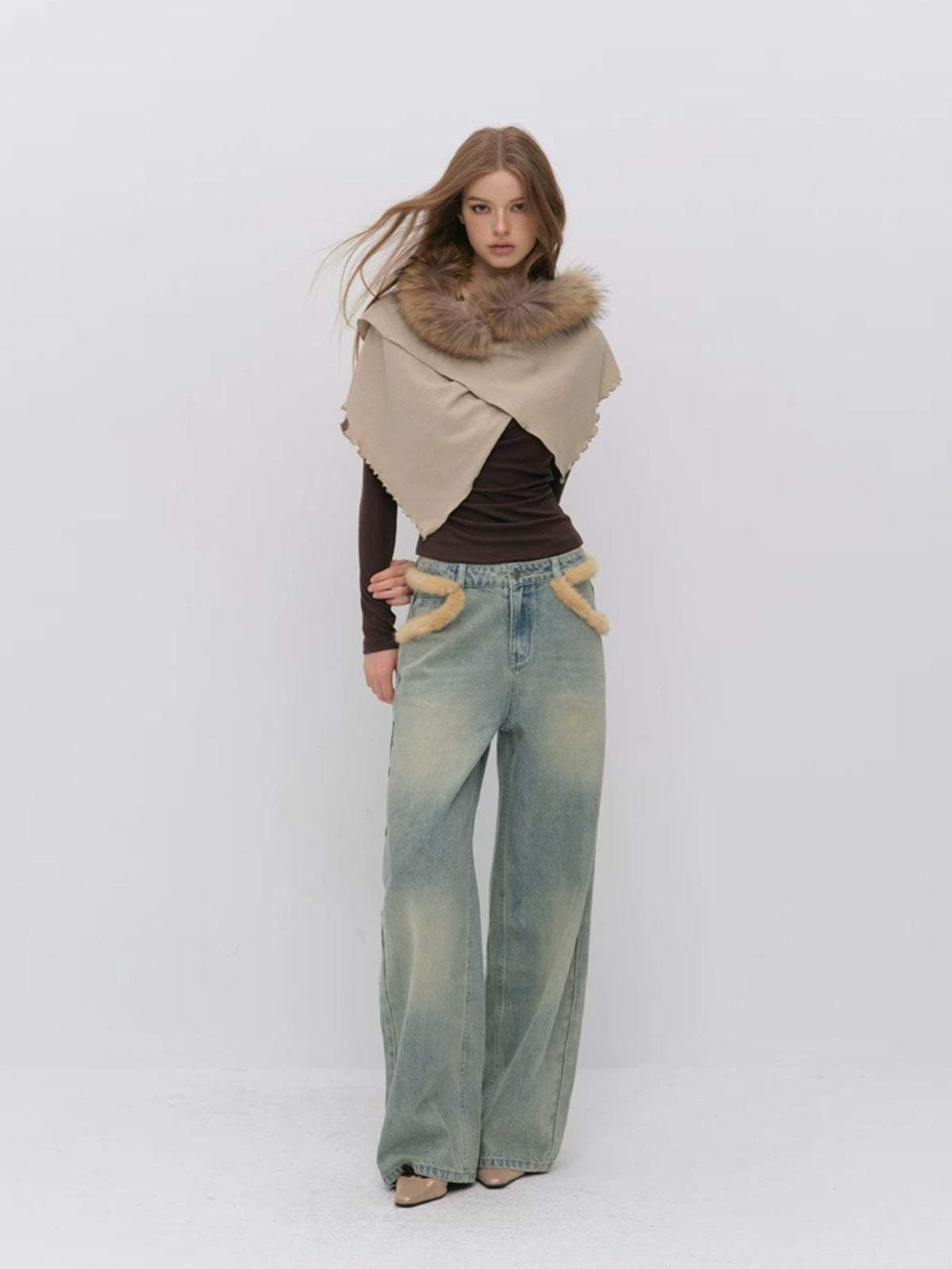 Vintage Washed Wide Leg Jeans