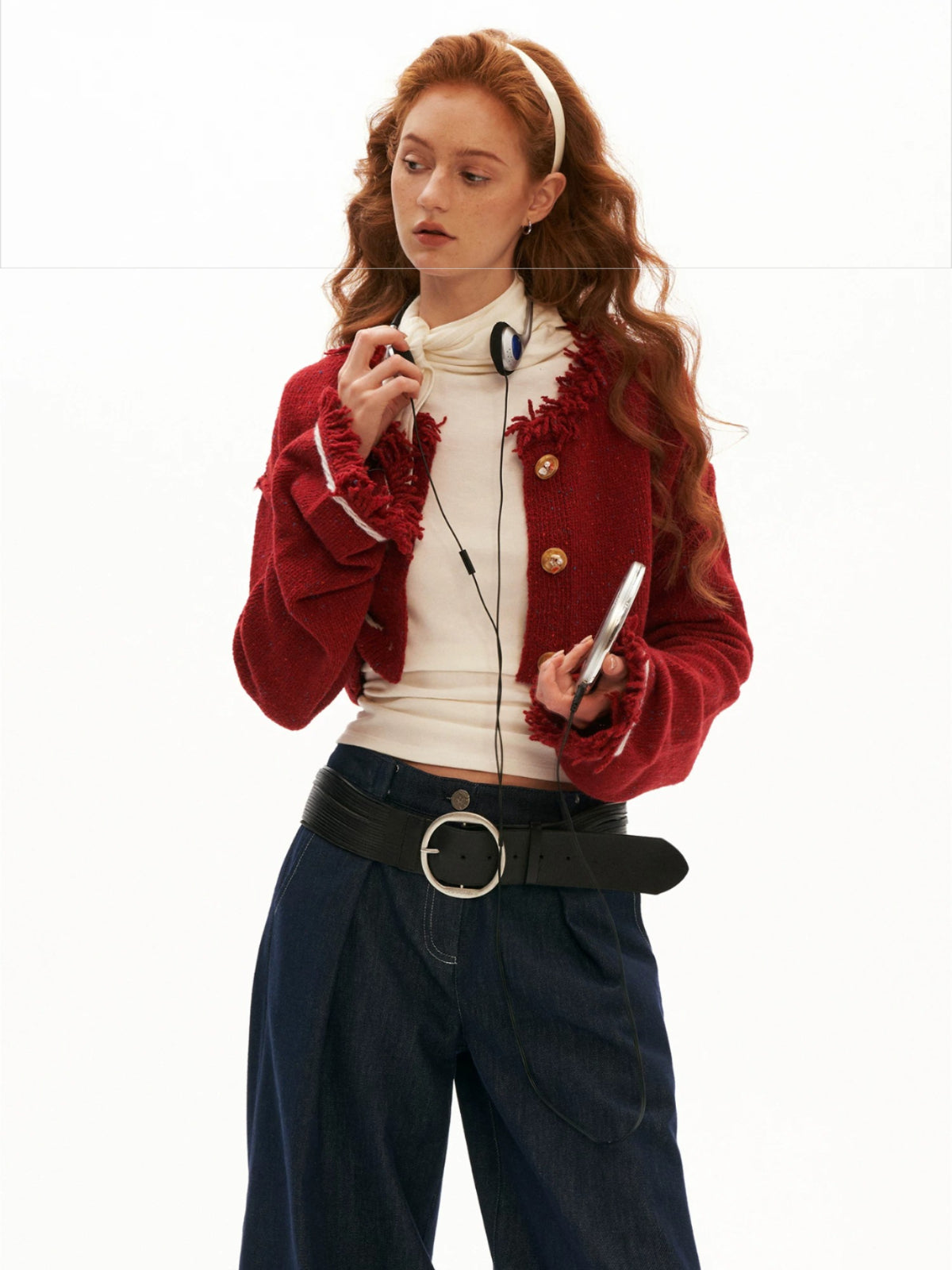 Wool Cropped Bell Sleeve Cardigan