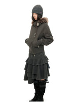 Hooded Cropped Fur Trim Jacket