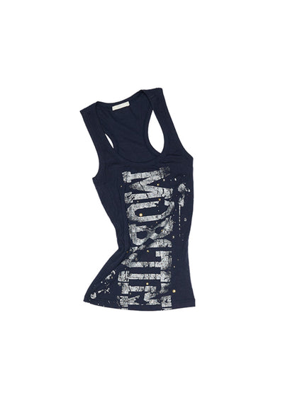Hot-Stamped Gold &amp; Silver Letter Printed Vest