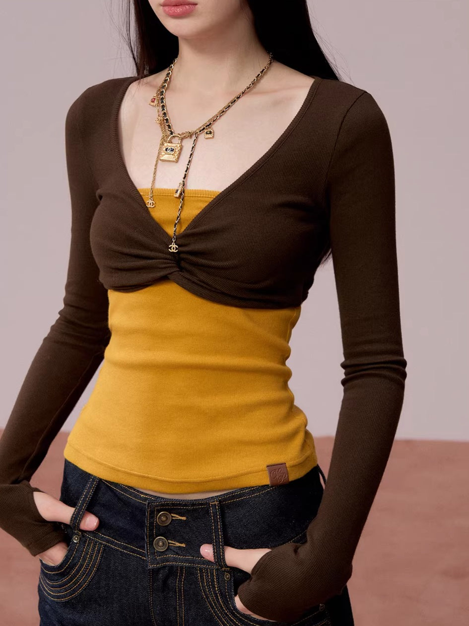 Bandeau Faux Two-Piece Top