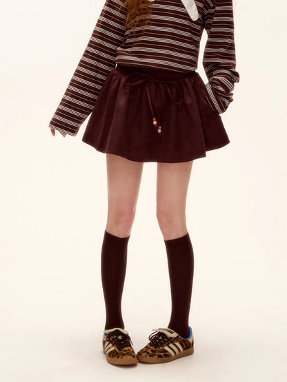 Suede Beaded Mini Skirt