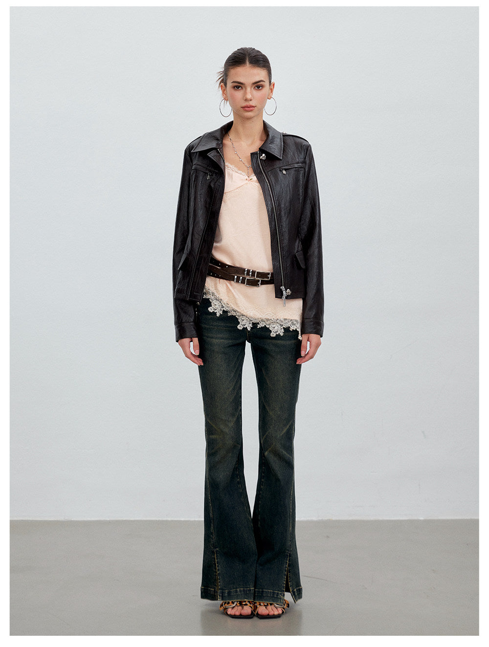 Distressed PU Jacket