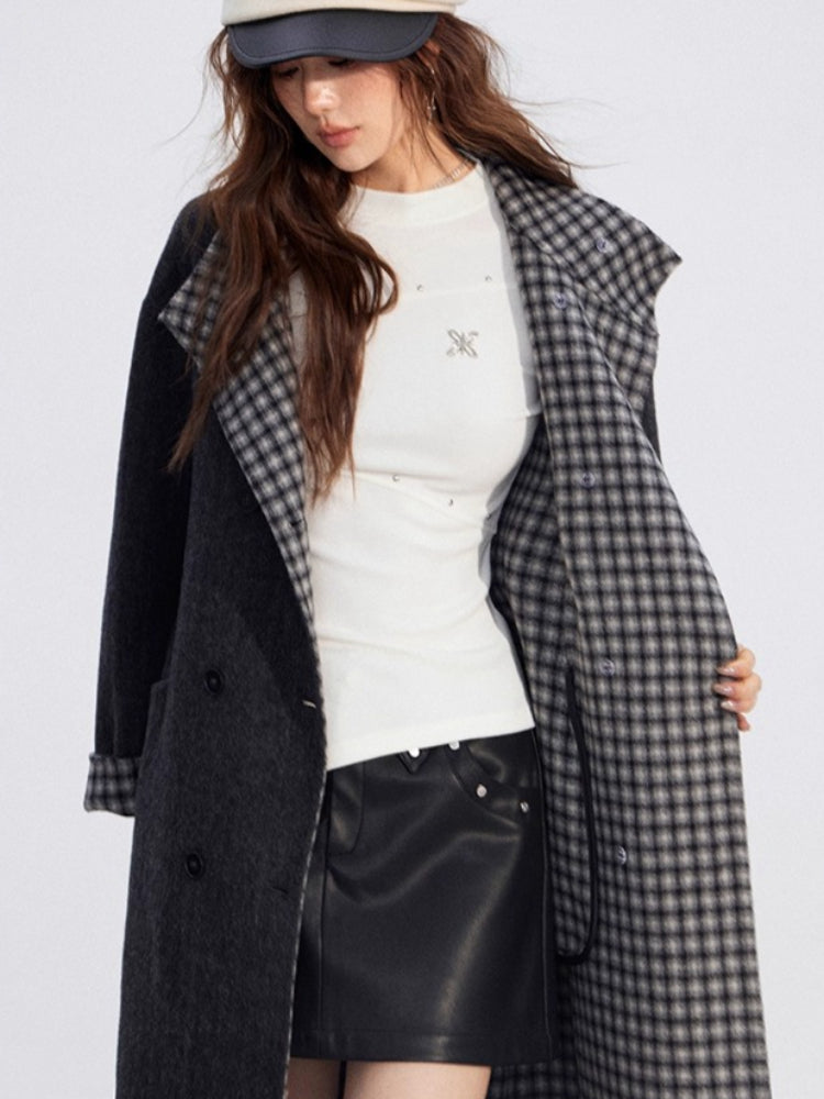 Plaid Shawl Wool Coat
