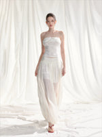 Floral Appliqué Bustier & Mesh Pants Set