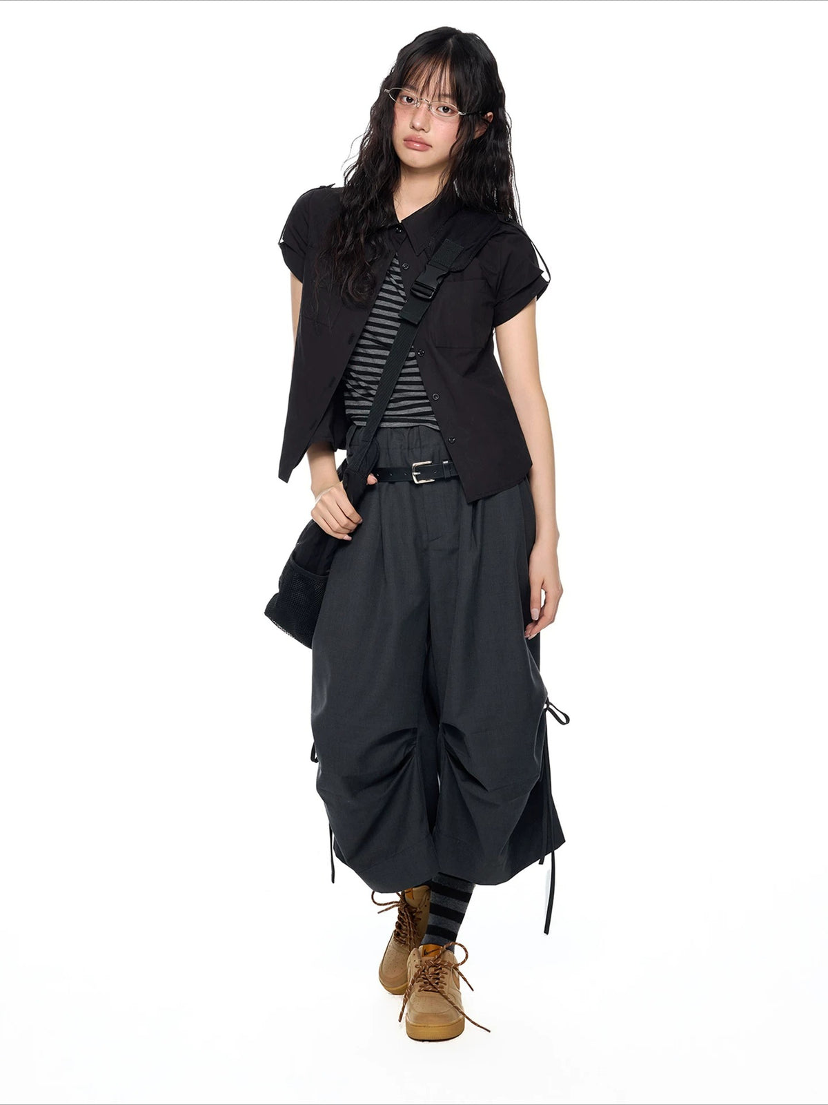 Drawstring Pleated Culottes