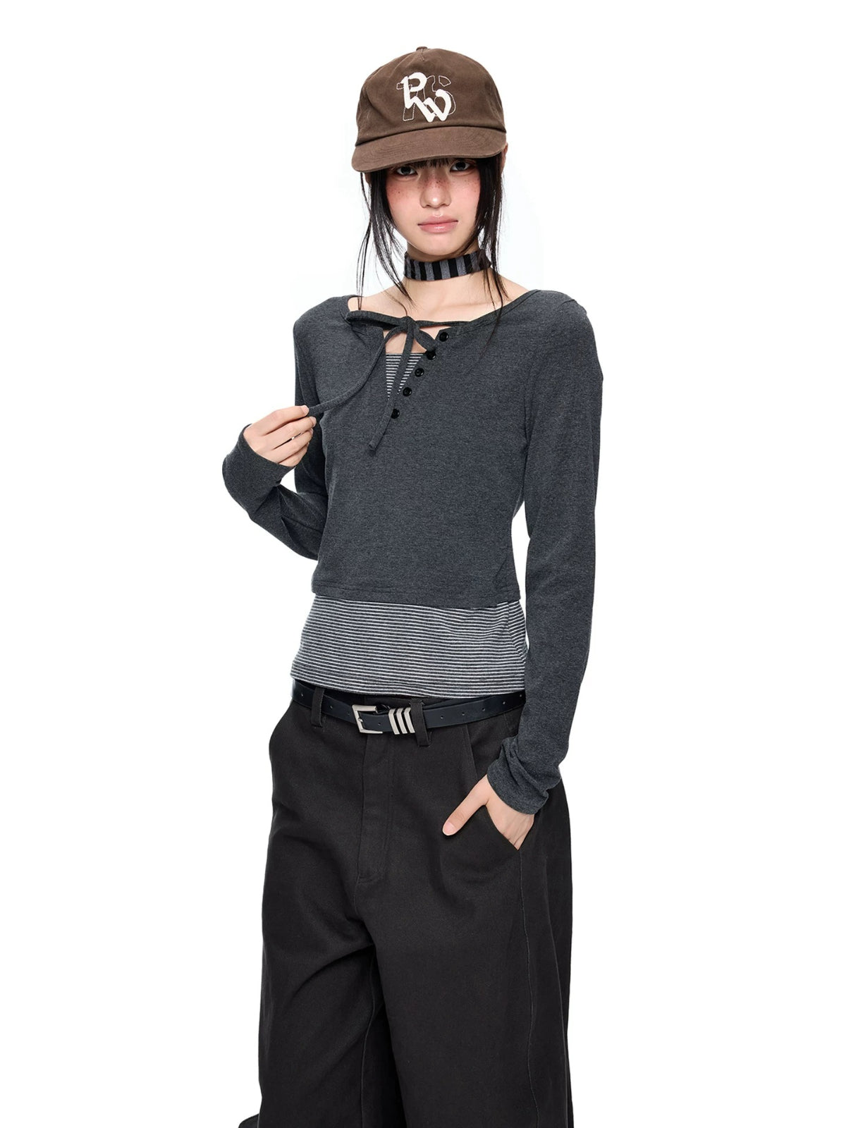 Polka Dot Tie Neck Top