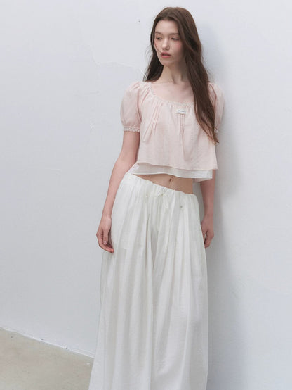 Square Neck Lace Crop Top