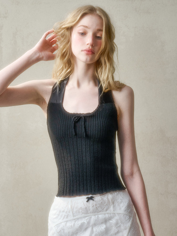 Bow-Halter Knit Camisole