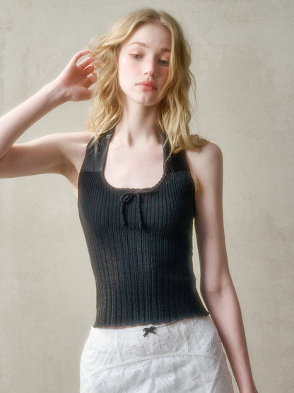 Bow-Halter Knit Camisole