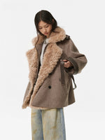 Faux Shearling Collar Wool Coat