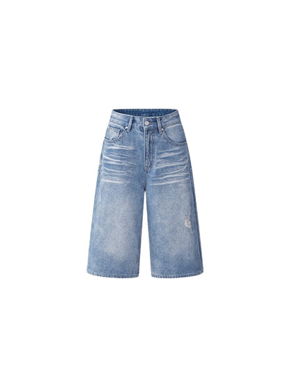 Ripped Capri Denim Pants