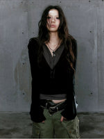 Layered Punk Hooded Top