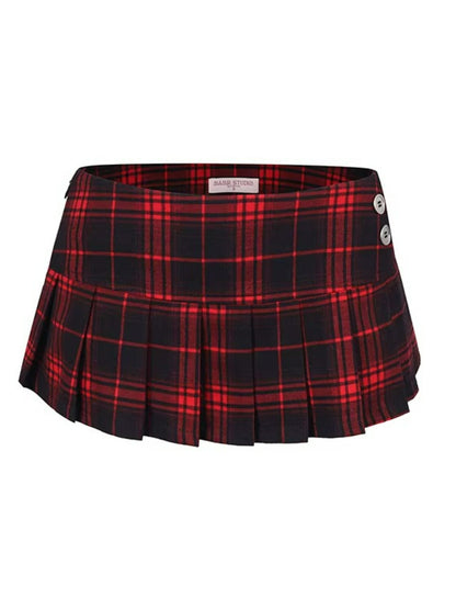 Plaid Pleated Mini Skirt