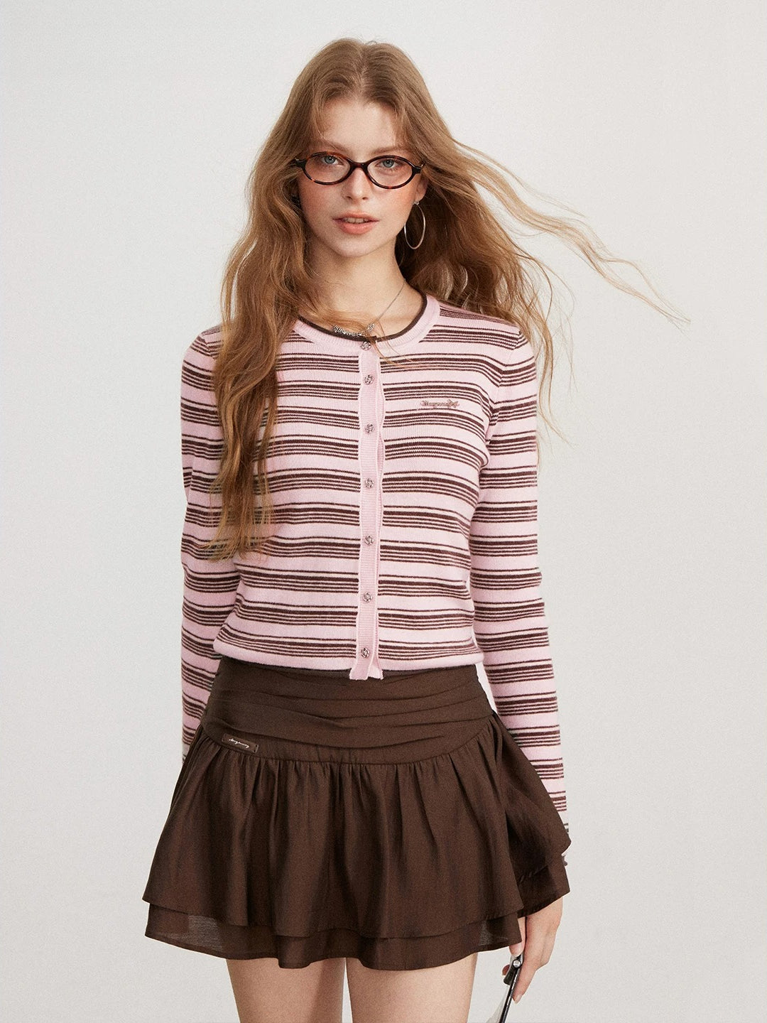 Contrast Stripe Knit Cardigan