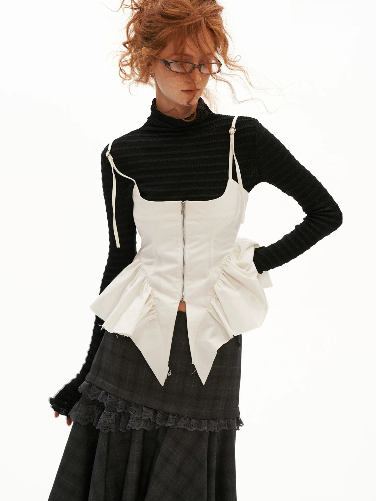 Structured Twill Corset Camisole Top
