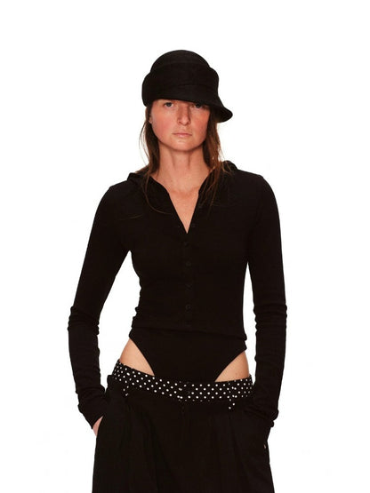 Adjustable V-neck Hoodie Tee