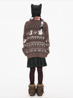 Fair Isle Print Knit Cardigan