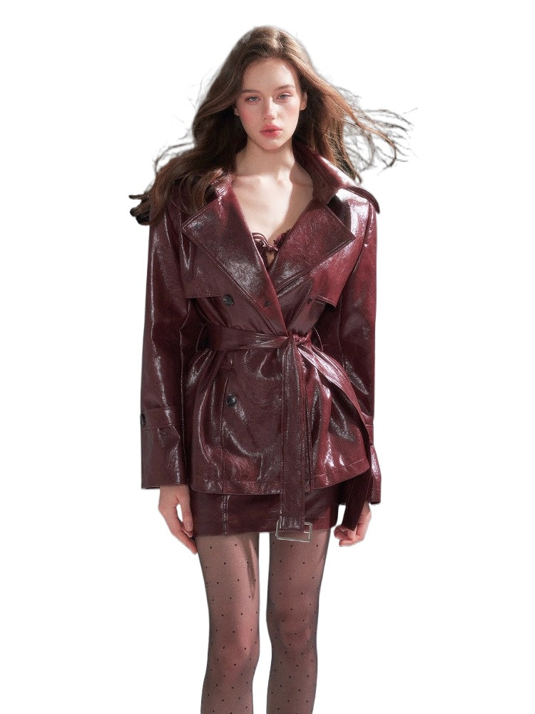 Vintage Oversized Waist-Cinching Leather Jacket